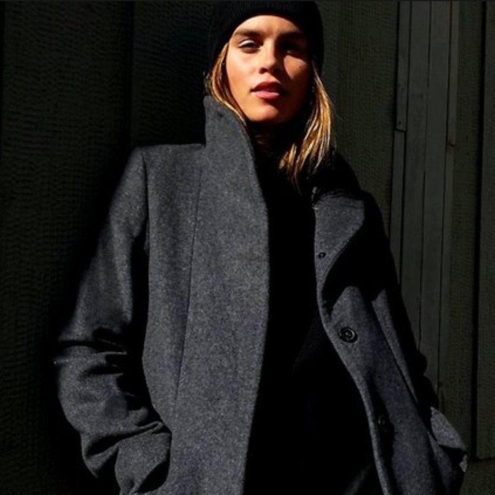 Aritzia Wilfred Wool Cashmere Cocoon Coat Gray Colour